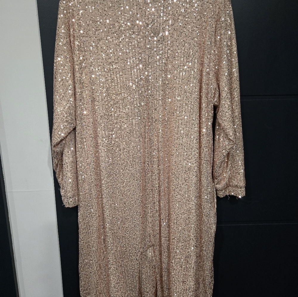 Sparkling Rose Gold Sequin Duster Cardigan Mare Mare Anthropologie 1xl - Picture 6 of 8